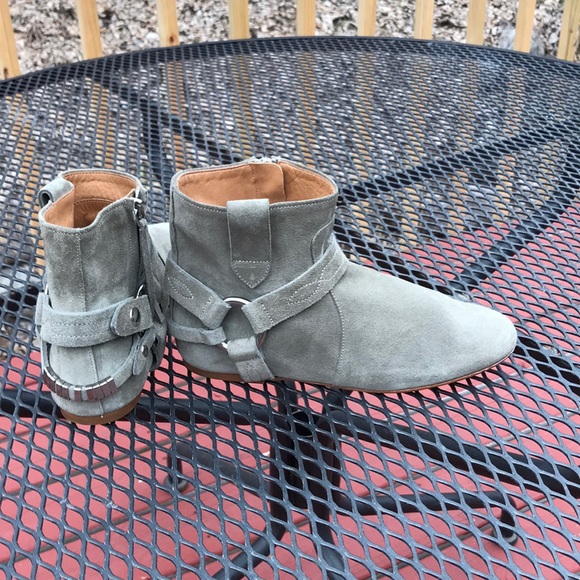 Isabel Marant Etoile faded olive green 7M(37) leather straps ankle hi boots - Picture 5 of 16